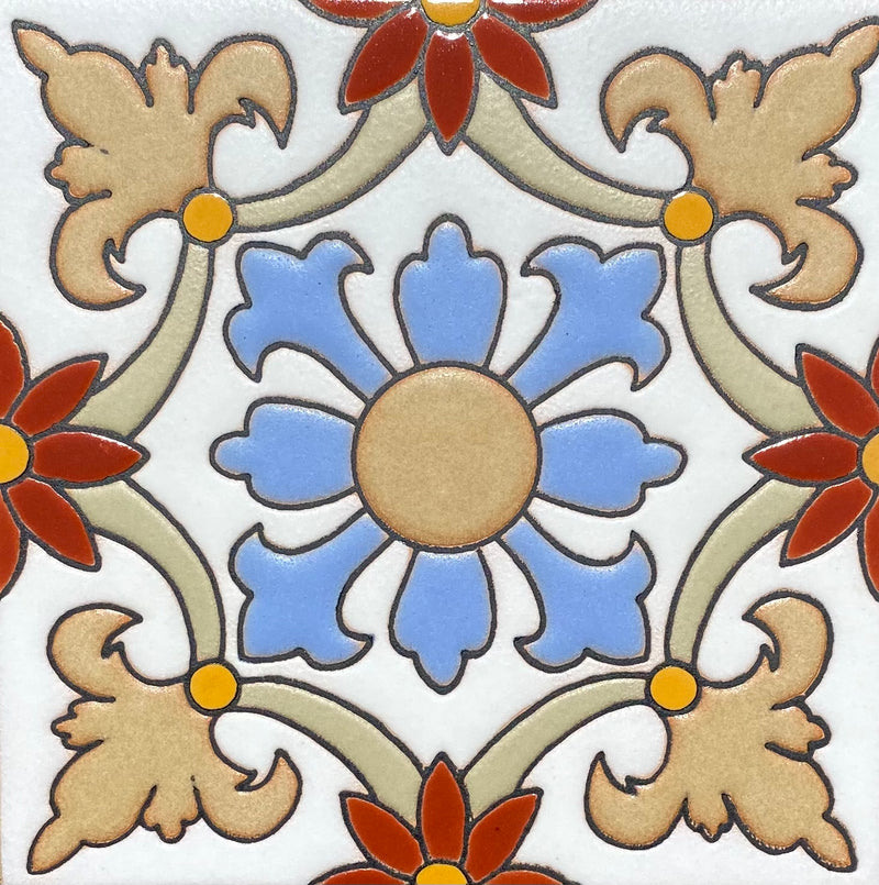 Santa Elena hand painted Talavera ceramic tile from Mexico